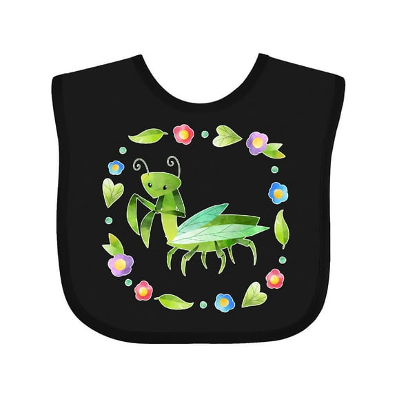 Inktastic Praying Mantis with Flowers and Leaves Boys or Girls Baby Bib