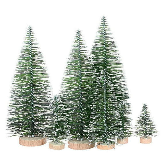 25PCS Miniature Artificial Christmas Trees 5 Sizes,with Wooden Base for Decoration DIY Decoration Crafts