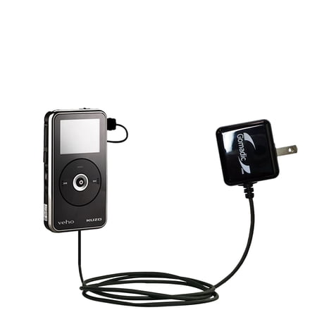 Gomadic Intelligent Compact AC Home Wall Charger suitable for the Veho Muvi Kuzo HD Flip VCC-007 - High output power with a convenient, foldable plug