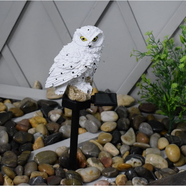 Lámpara solar enchufable de búho, artesanía de resina, lámpara decorativa para jardín, césped y exterior