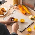thumbnail image 3 of Double-Sided Cutting Board,Stainless Steel & Plastic Cutting Boards for Kitchen,Pure Titanium and Wheat Straw PP Scratch-Resistant Board,Non Toxic & BPA Free Built-in With Knife Guards & Sharpener, 3 of 5