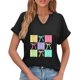 thumbnail image 4 of Corto para las Mujeres Casual Verano 2025 Pascua Impresión V-Cuello Camiseta, Ligero 95% Poliéster 5% Spandex Top para Toda la Temporada Hogar Y Diario, 4 of 7