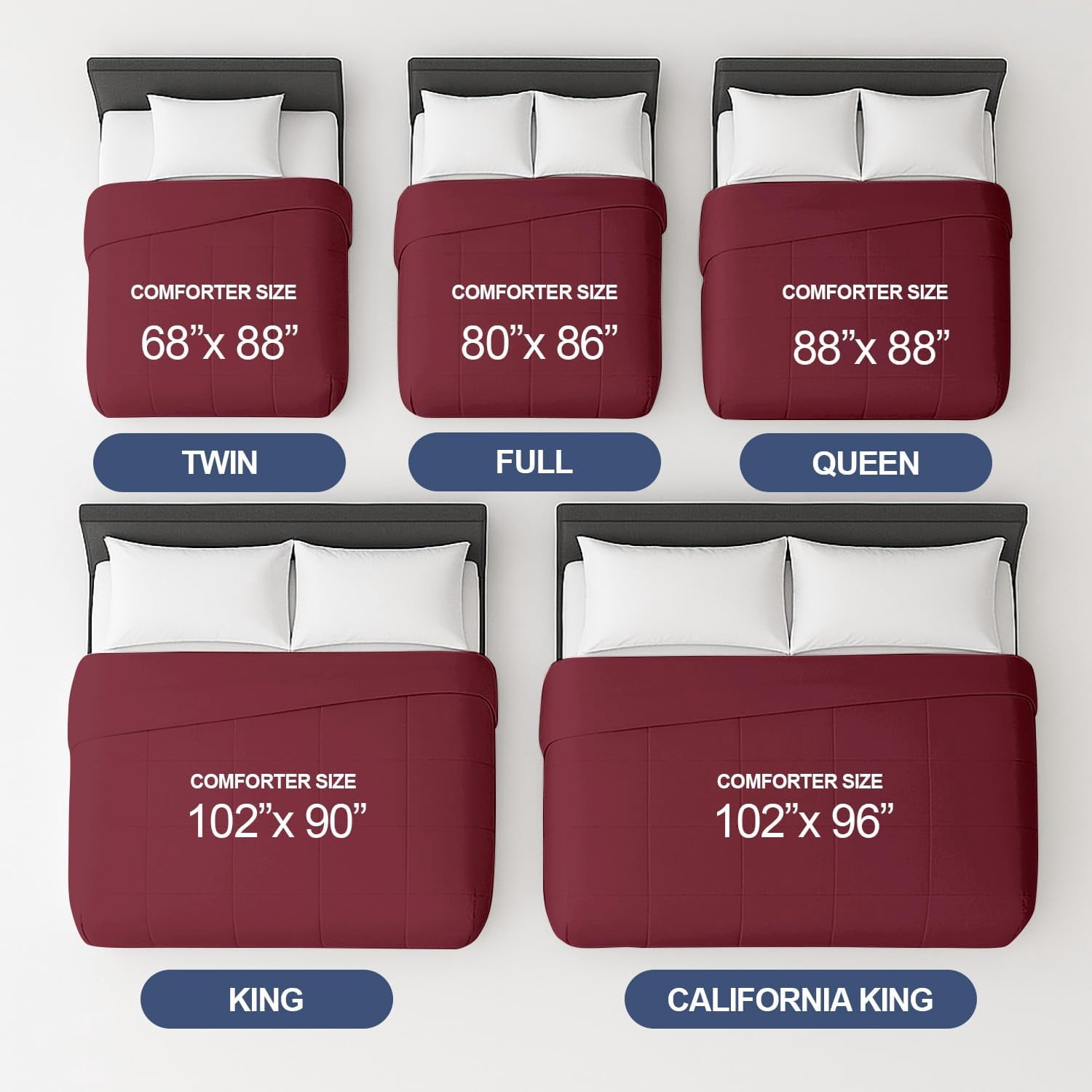 CGK Linens Premium Down Alternative Comforter - California King Size All-Season Fluffy & Cozy Duvet Insert, Burgundy