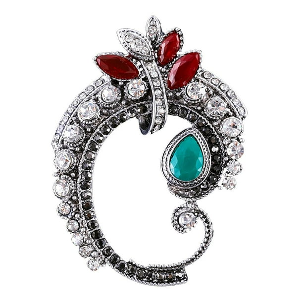 Broche de aleación con diamantes de imitación incrustados huecos de estilo retro, colgante decorativo para ramillete. Tipo 1
