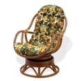 thumbnail image 2 of Wickerix Set of 2 Bali Lounge Swivel Rocking Chairs with Floral Cushion and Pelangi Round Coffee Table Natural Rattan Wicker Handmade, Colonial, 2 of 7