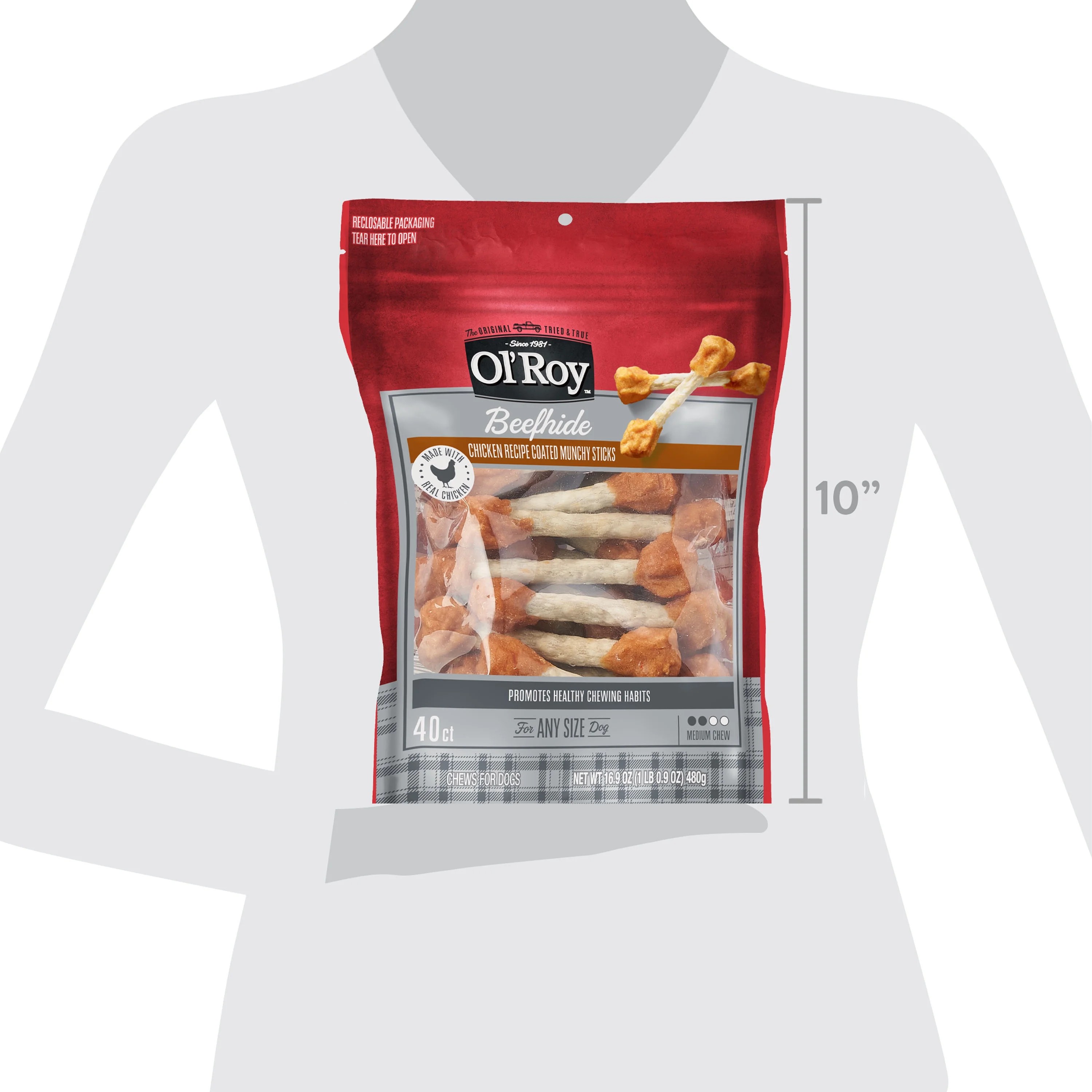 Ol' Roy Beef Hide Munchy Sticks with Chicken, 40 Count photo 7