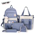 thumbnail image 2 of Crazy Bag Five-piece color matching schoolbag 2022 new girls' backpacks trendy high school student girls' backpacks Japanese style, 2 of 3