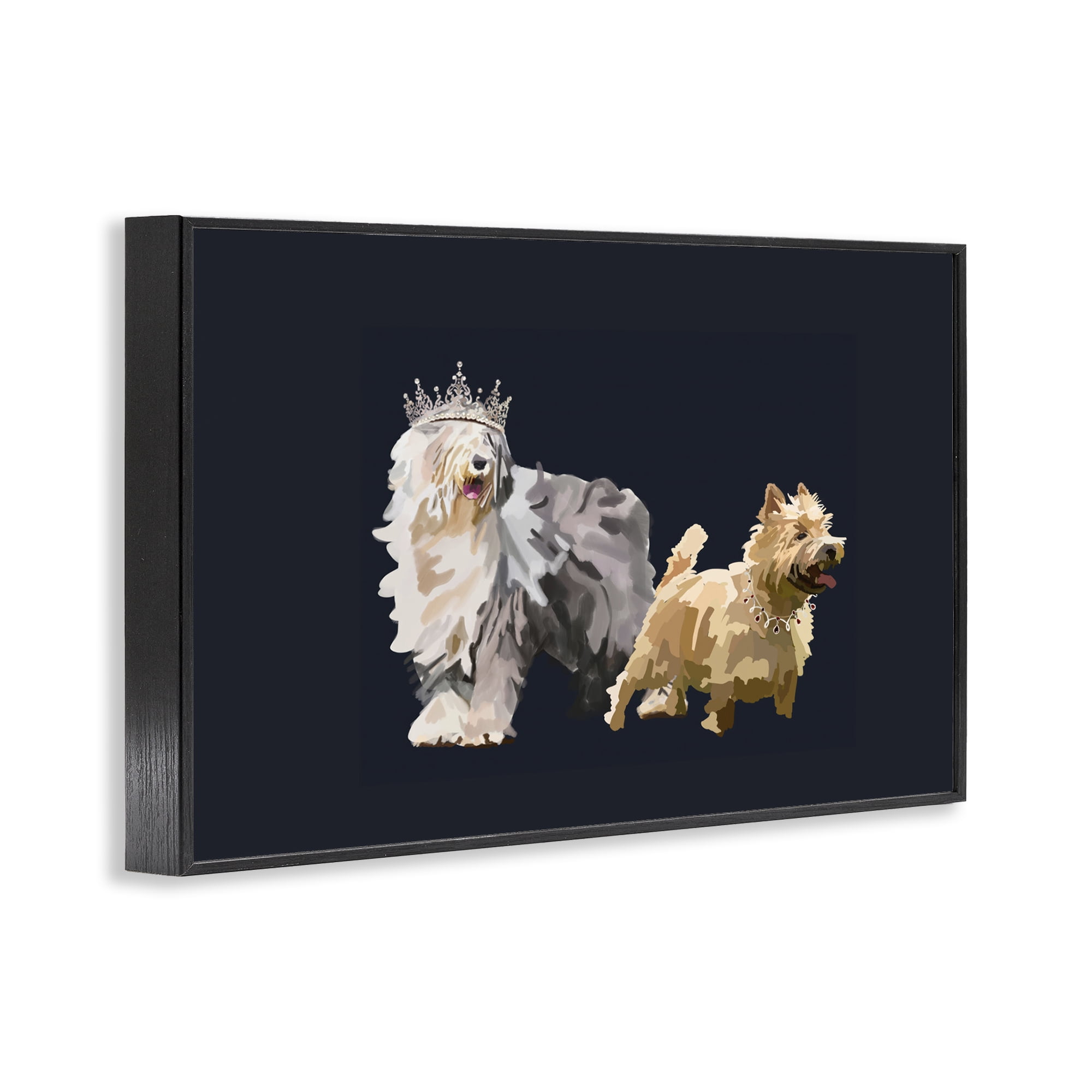 Stupell Industries Dog Duo with Crowns Animals & Insects Painting Black Framed Art Print Wall Art, 24 x 16