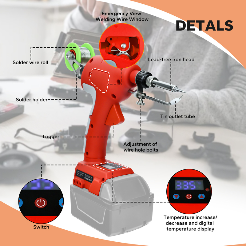 75W Cordless Soldering Iron Kit for Mil.wau*kee 18V Battery Fast Welding Tool LCD Digital Display Electric Solder Gun (No Battery)