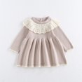 thumbnail image 2 of Mikilon Baby Girl Knit Sweater Dress Kids Ruffle Long Sleeve Casual Birthday Christmas Party Dresses Top Winter Outfit, 2 of 8