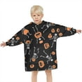 thumbnail image 3 of Halloween Dancing Skeletons and Pumpkins Pattern Blanket Hoodies for Kids 6-13YR Oversize Wearable Blanket Hoodies for Boys Girls Teens, 3 of 7