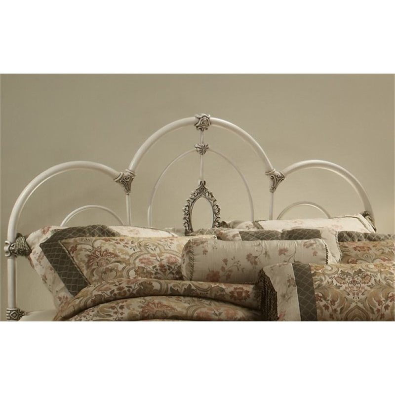 Bowery Hill King Metal Headboard in Antique White