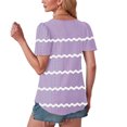 thumbnail image 3 of MIUOWANP Women Summer Short Sleeve Shirts Women's Spring/Summer Striped Round Neck Sleeve Short Sleeve Top T-shirt Purple XXL, 3 of 4