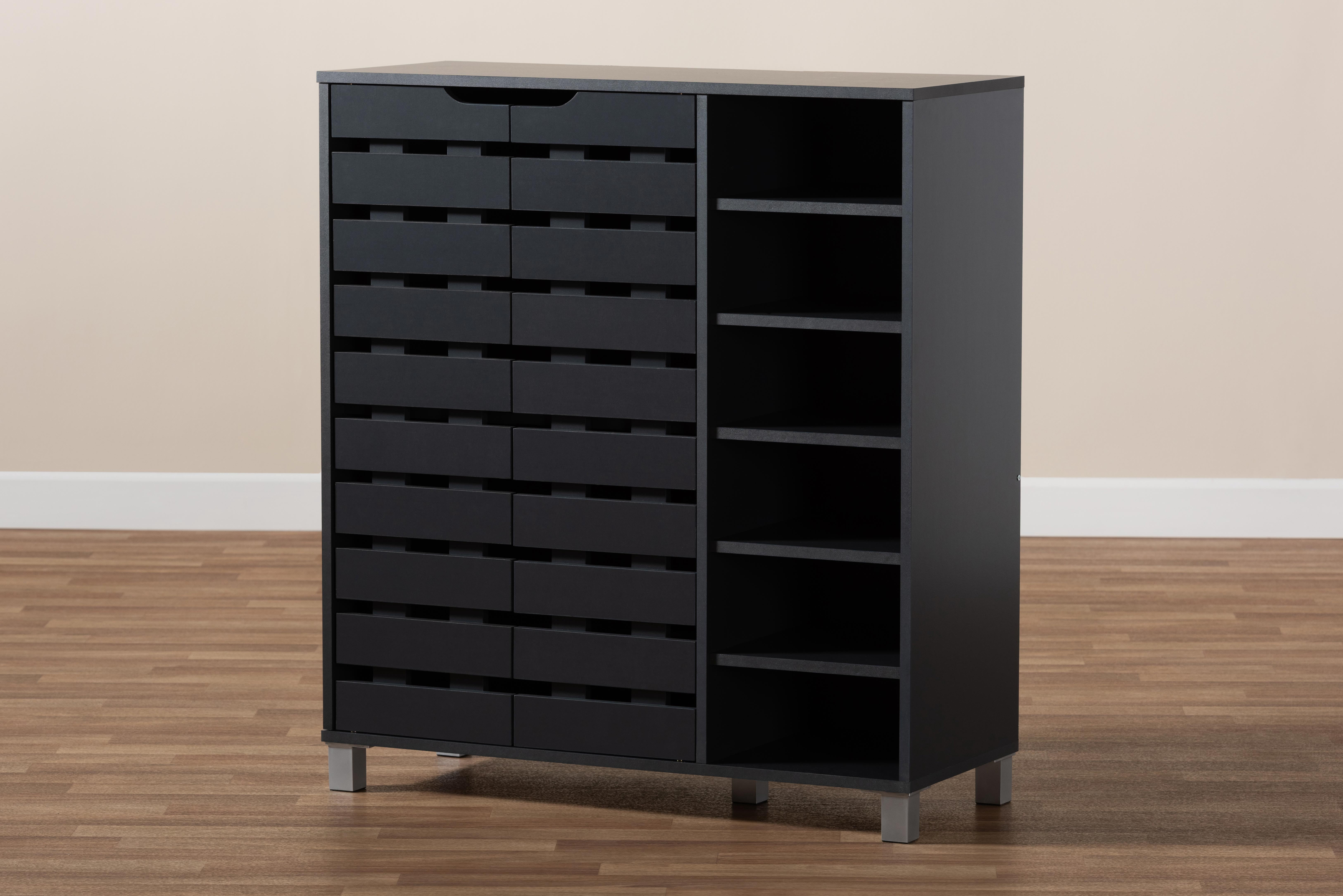 Baxton Studio Shirley Modern Dark Grey 2-Door Shoe Cabinet