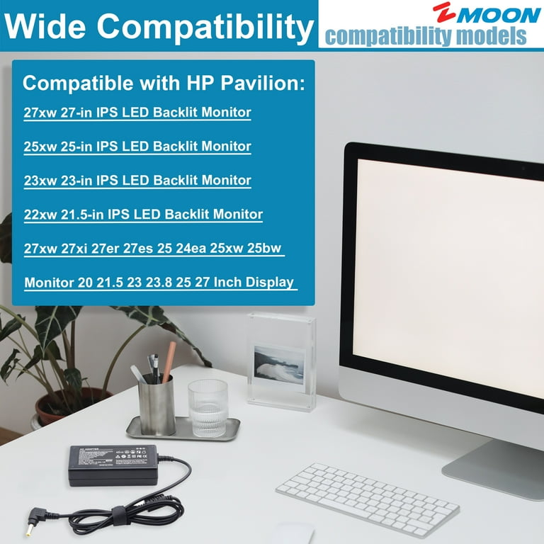 19V Power Cord for HP Pavilion 22bw 22cwa 23bw 23cw 23er 23es 23xw