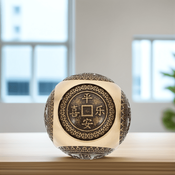 BESTOYARD 2Pcs Golden Baoding Balls Brass Hand Exercise Balls for Office Gym Use