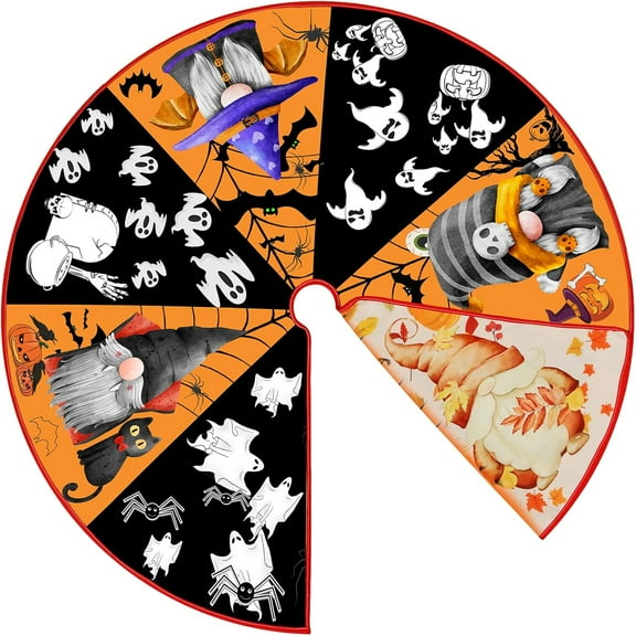 Fall Halloween Tree Skirt 36 Inch Reversible Thanksgiving Day Double Sided Print Mat Christmas Party Supplies for Home Tabletop Trees Holiday Decoration