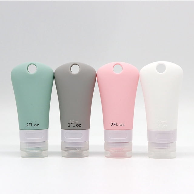 Botella de viaje de silicona colgante vacía portátil de gran capacidad para cosméticos con agujeros