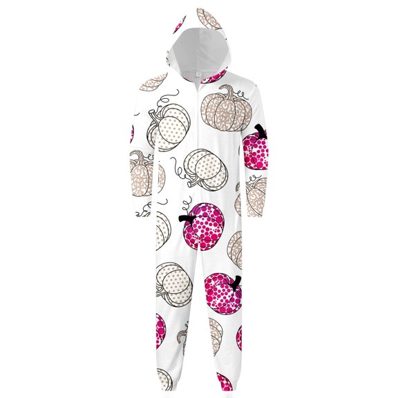 oqasdz Halloween Family Matching Outfits Print Hooded Jumpsuits for Dad Home Activities Cozy Casual Relaxed Fit Daily Wear