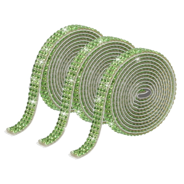 Unique Bargains 3 Roll 0.3 Inch 3 Yards Self Adhesive Crystal Rhinestone Diamond Ribbon for Arts & Crafts Project Wedding Light Green