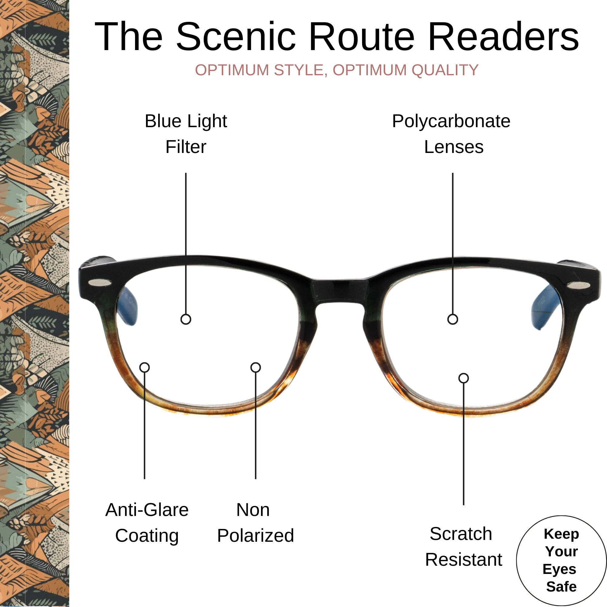 Optimum Optical Signature Blue Light Filtering Readers - The Scenic Route, +2.5