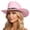 1-Pink450, variant on XIAOCHA Women's Star Charm Wool Cowboy Hat Solid Outdoor Farm Wide Brim Western Hat,White