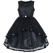 Sunny Fashion Flower Girl Dress Black Wedding Party Bridesmaid Dress 10 Years