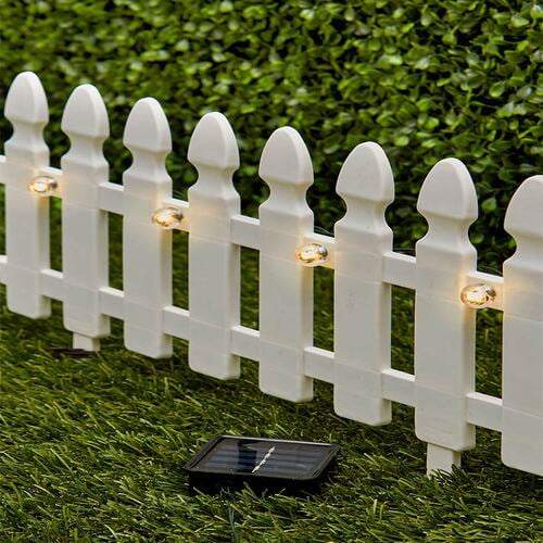 6Ft. Solar Border Picket Fence PanelsWhite