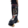thumbnail image 4 of Mrmall Mens Baggy Jeans Dragon Embroidered Wide-Leg Denim Pants Y2K Hip Hop Streetwear Loose Long Trousers, 4 of 6