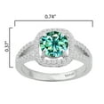 thumbnail image 3 of Sterling Silver with Green Moissanite and White Diamond Halo Ring, 3 of 3