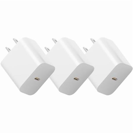 20W USB C Fast Charger Block for Apple iPhone 16/15 / 14/13, Type C PD Fast Charging 12V Power Adapter Plug Cube for Apple Watch Series 10/9 / 8/7 / 6/5 / 4/3 / Ultra 2/1, White, 3Pcs