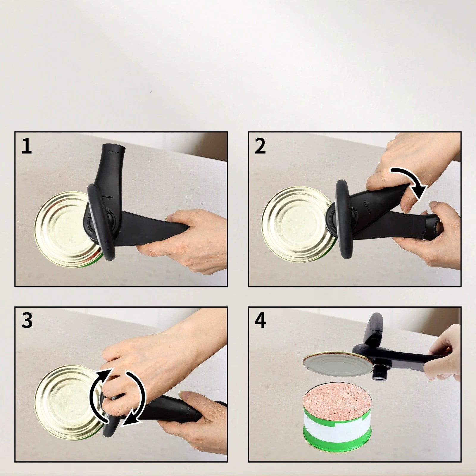 Multifunctional Can Opener: Constructed From Stainless Steel With An Ergonomic Design; Features Side Cutting Technology That Creates Smooth Edges With No Cuts.