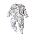 thumbnail image 2 of Newborn Baby Girl 2 Pack Long Sleeve Romper Clothes Cartoon Elephant Pattern Outfit Set Pink & White, 2 of 7