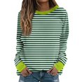 thumbnail image 3 of Outfmvch Sweaters for Women Womens Sweatshirt Women Sweatshirt Oversized Striped Crewneck â Long Sleeve 2024 Trendy Fall Fashion Pullover Preppy Clothes Hoodies for Women Z Green2 2Xl Sale, 3 of 3