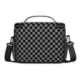 thumbnail image 3 of Gray and Black Checkered Pattern Insulated Lunch Box for Women Men, Medium Leakproof Cooler Bag with Adjustable Strap, 10"x6.7"x8", 3 of 6