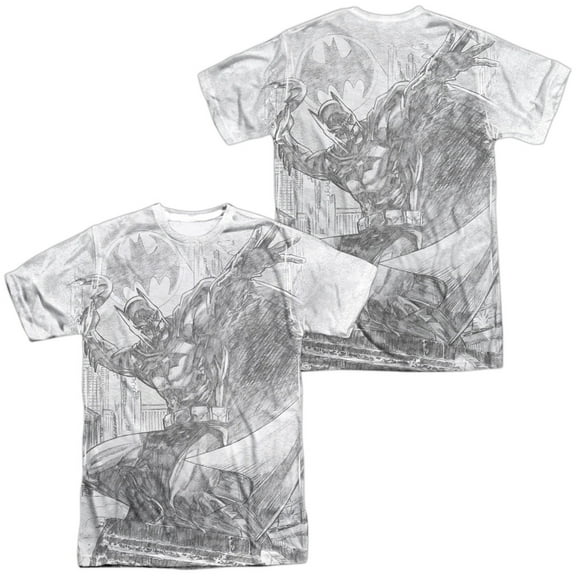 Batman Pencil Batarang Throw Unisex Adult Sublimated Costume T Shirt (Front/Back), 3X-Large Multicolor