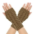 thumbnail image 3 of Sinpiling Womens Cable Knitted Winter Fingerless Gloves Thumbhole Arm Sleeves Ladies Casual Solid Stretchy Thermal Warm Long Mittens Clearance, 3 of 4