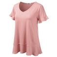 thumbnail image 2 of Doublju Women's Short Sleeves Flare Tunic Tops for Leggings Flowy Shirt with Plus Size, 2 of 4