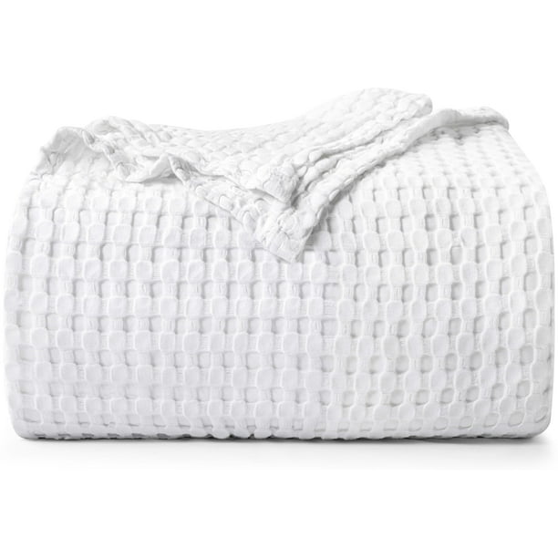 Ropa de cama Blanket Utopia con forma de gofre, 100% algodón, 300 g/m², color blanco