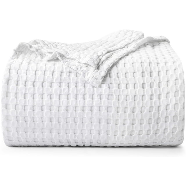 Ropa de cama Blanket Utopia con forma de gofre, 100% algodón, 300 g/m², color blanco