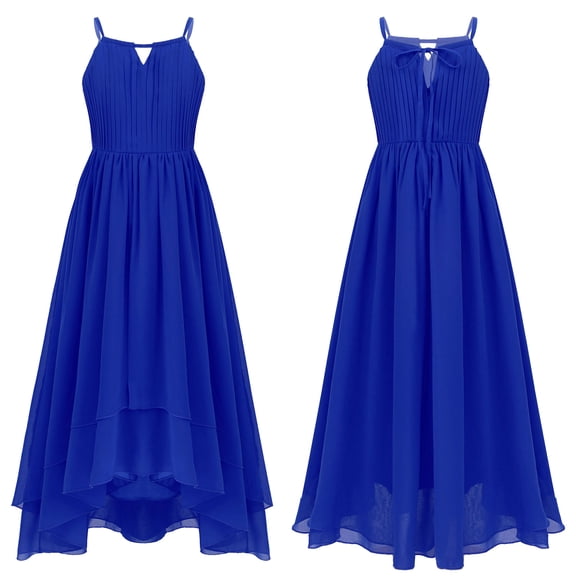 iiniim Kids Flower Girls Wedding Party Halter Neck Dress Birthday Bridesmaid Ruffled Hem Dress