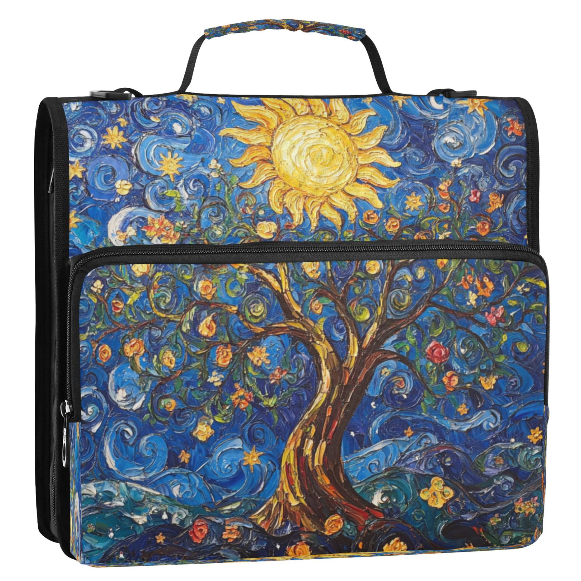 YAZAOO Zipper Binder trapper keeper Documents Organized Design Radiant Trees Of Life Printed