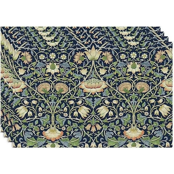 4pcs Bohemian Animal Floral Placemats Table Mats Durable Washable Rustic Linen Vintage Placemats for Home Dinner Party Camping Wedding Table Decoration