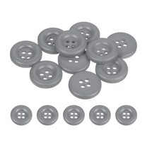 Uxcell 10pcs Sewing Button 18mm 4 Holes Resin Round Crafting Buttons, Gray