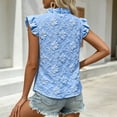 thumbnail image 6 of TGSLY Women's Floral Embroidered Tank Tops Dressy Casual V Neck Ruffle Trim Sleeveless Shirts Loose Fit Boho Solid Color Vest M, 6 of 6