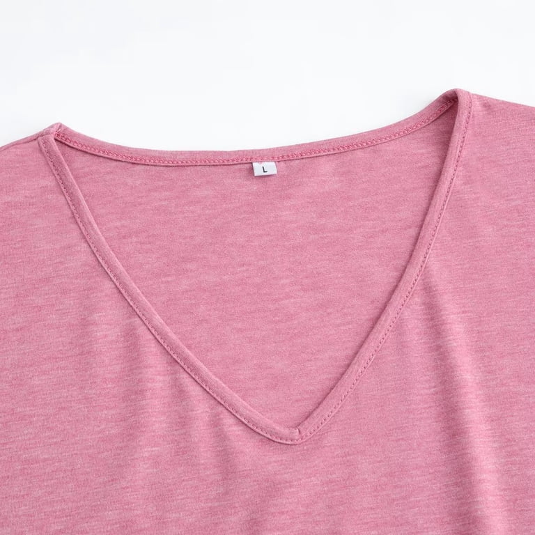 UNISHE Women's Rose Red Elegant Neutral Stamp Lily Floral V-Neck