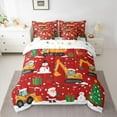 thumbnail image 2 of Homewish Cartoon Santa Claus 7-Piece Twin Bedding Sets,Cartoon Xmas Tree Snowman Bedding Comforter Set,Orange Vehicle Truck Excavator Sheet Sets For Boys Kids,Ultra Soft Home Decor Reversible, 2 of 8