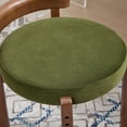 thumbnail image 6 of Guyou Wooden Vanity Chair, Modern Velvet Upholstered Small Ottoman Footstool, Lovely Round Makeup Stool for Bedroom Living Room Makeup Room, Green, 6 of 6
