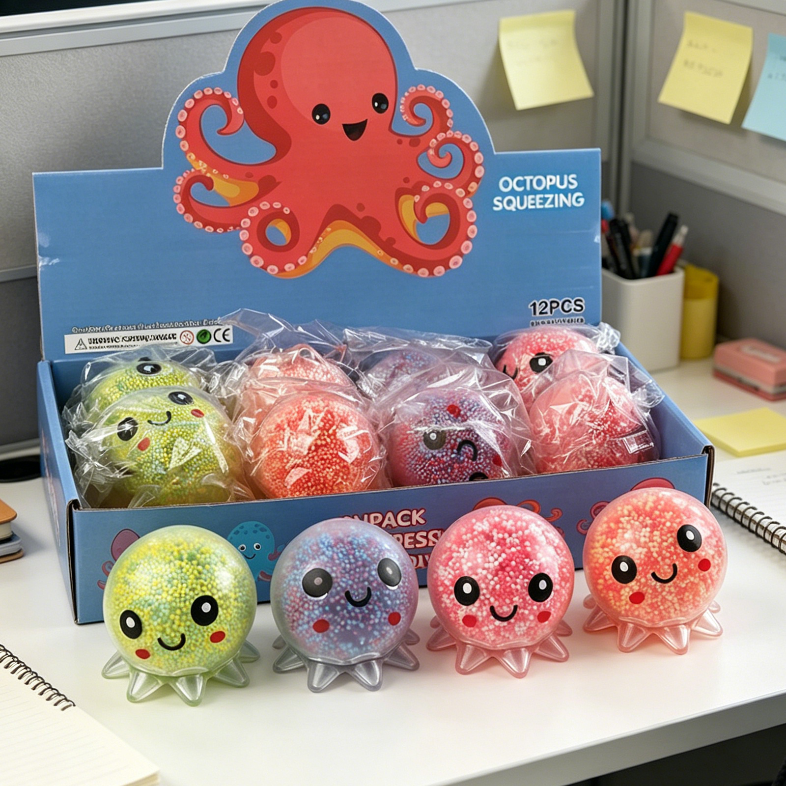 dutauuu 12 Pcs Octopus Silhouette Sensory Fidget Set, Micro-bead Filled Handout for Events, Cephalopod Theme Desk Gadget for Quiet Engagement, Bulk Artisan Party Bag Filler, Festive 12 Pack