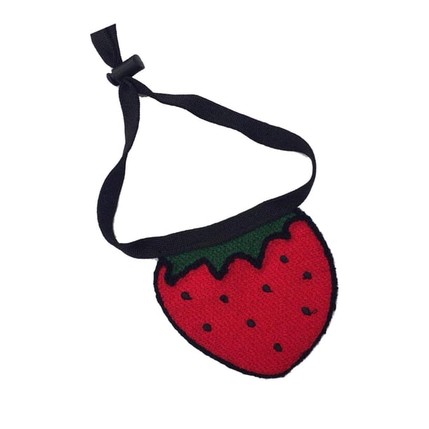 Gato Baberos Bufanda Collar Ajustable Mascota Lindo Corazón Pañuelo Bufanda Fresa M